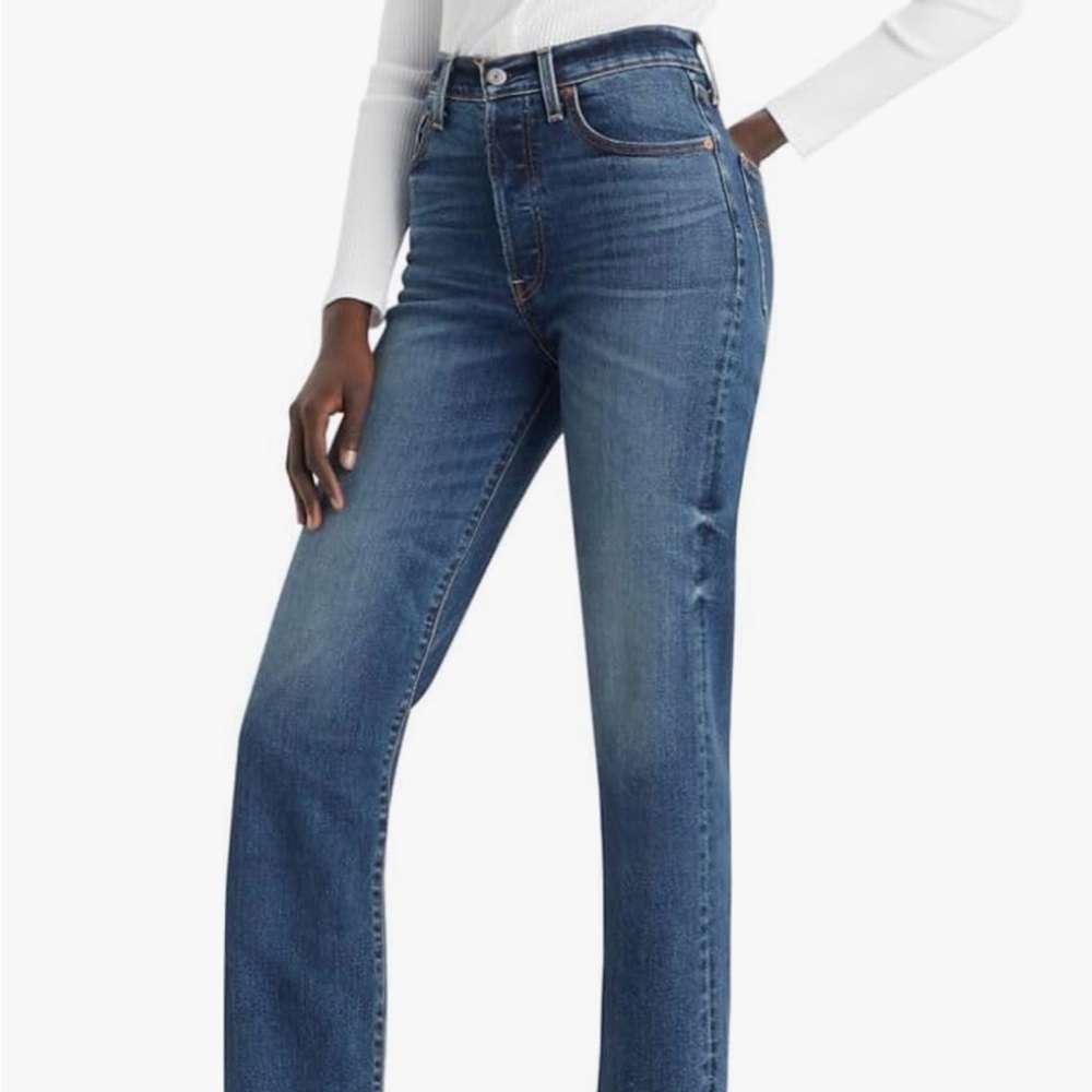 Levis high rise rib cage straight ankle
